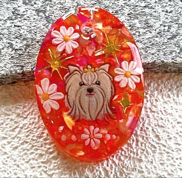 ヨークシャテリア 犬 わんちゃん テリア チャーム ストラップ 目印 レジン