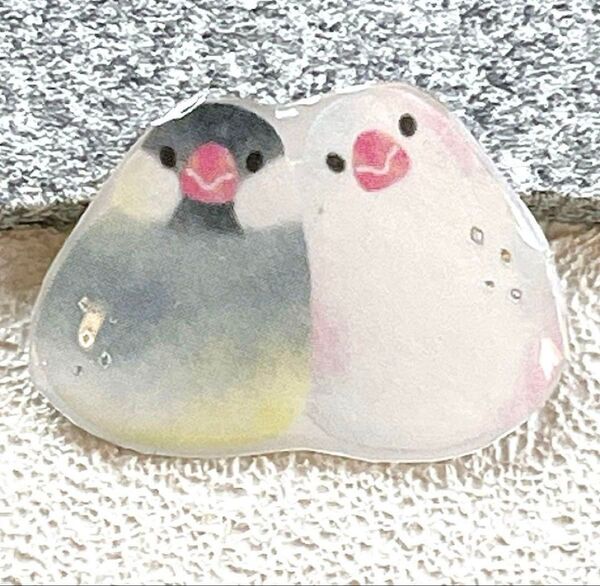 文鳥 シナモン文鳥 白文鳥 ブローチ チャーム ピンバッジ ヘアゴム 傘 帯留