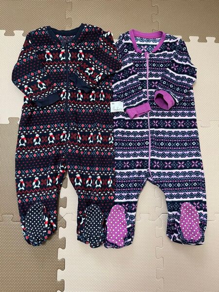 ユニクロ フリース カバーオール 2枚セット 80cm ロンパース UNIQLO