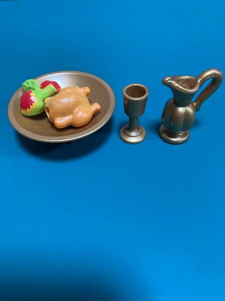 プレイモービル playmobil 果物 ワイン ボトル リンゴ 鳥肉 皿 コップ