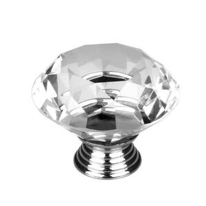 つまみ 40mm 取っ手 クリスタルガラス 2個セット キャビネット ハンドル 装飾 ダイアモンド型 クリア