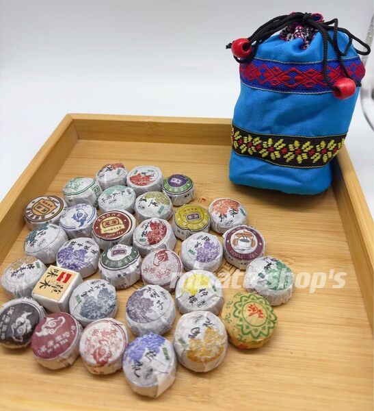 中国雲南 プーアル茶小沱茶各種 30個入り 布製袋付き
