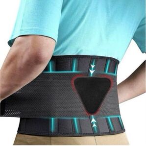 女性男性用腰サポートベルト 腰パッド付きバックブレース 腰椎減圧ガードル L