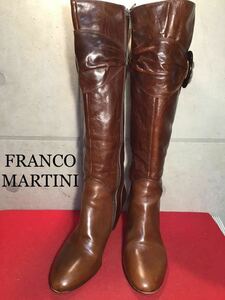 【売り切り!送料無料!】A-54 中古激安! FRANCO MARTINI ロングブーツ ブラウン　23.5cm 箱無し!