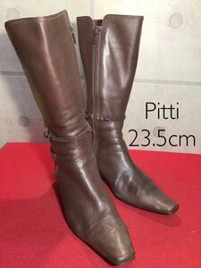 【売り切り!送料無料!】A-62 中古激安!Pitti ロングブーツ ブラウン 23.5cm 箱無し!