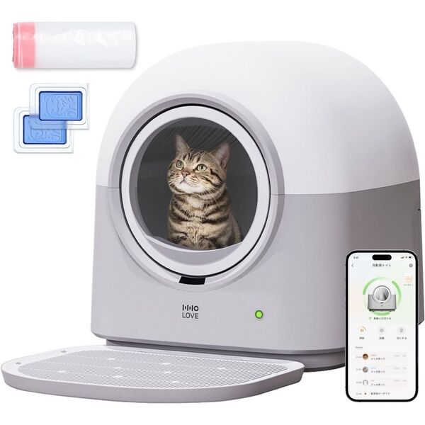 【HHOlove】 猫 トイレ 自動 自動清掃「専用アプリ 猫砂マート専用ライナー 遠隔スマホ操作、IOS/Android対応