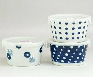 *. bargain * wave . see .* range pack set * Indigo circle . pattern * diameter 11cm *3 piece * ceramics 