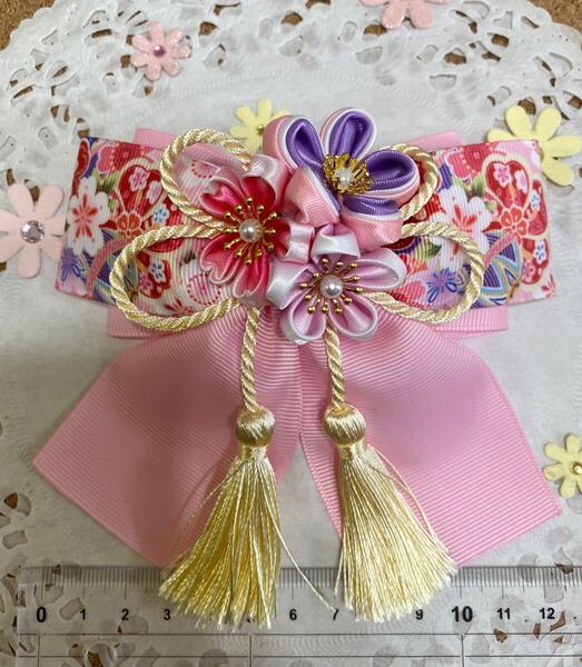 ハンドメイド リボン 和風ヘアクリップ 45桜 着物 袴に 七五三 髪飾り ネコポス送料込み