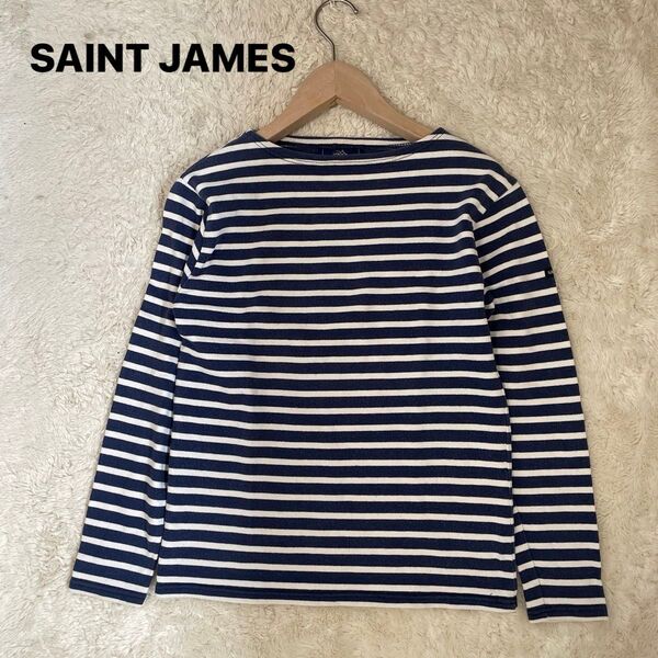 SAINT JAMES 紺と白のボーダー カットソー X X S