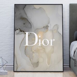 H161 アートポスター インテリア Dior グレー 白 大人可愛い 女子