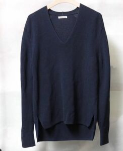 AURALEE オーラリー A6SV05TR HARD TWIST RIB KNIT V-NECK P/O デザイン ニット1 紺