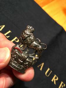 【廃番/入手困難】センス抜群◎RALPH LAUREN 真鍮製 クラウン(王冠) & ライオン 最高級ラペル・ピン★RRL ビンテージ RUGBY PURPLE BLACK