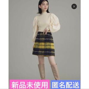 【 5000円引 】新品未使用 匿名配送 wool混ボックスチェックミニスカート
