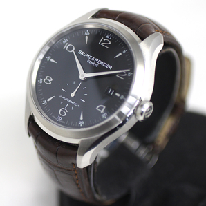 【BAUME&MERCIER】ボーム&メルシエ　Clifton　クリフトン　65717　自動巻き　メンズ　ブラック文字盤　裏スケ　美品