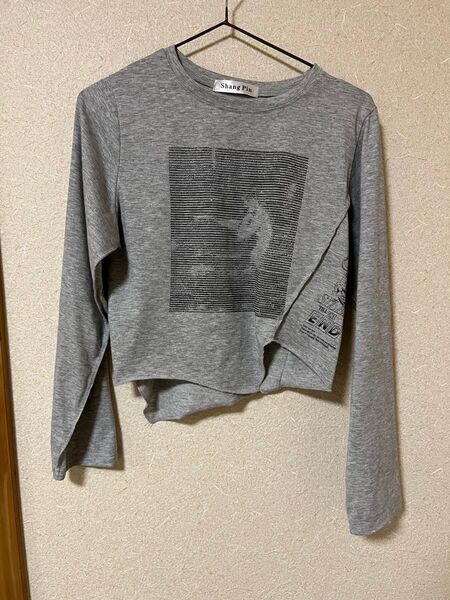SHEIN Honeyspot 文字グラフィック フレアヘム クロップシャツ