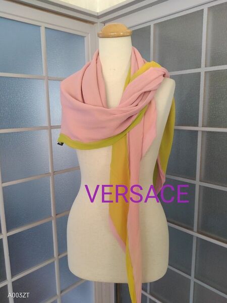 訳あり★VERSACE ヴェルサーチ シルク シフォン ショール ストール ミラノコレクション 90年代 ヴィンテージ