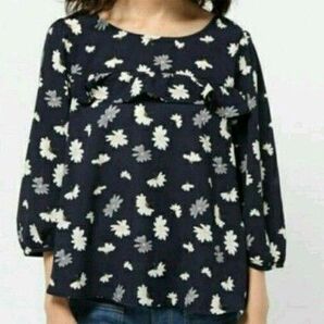 美品 イーハイフン 花柄 シフォンシャツ