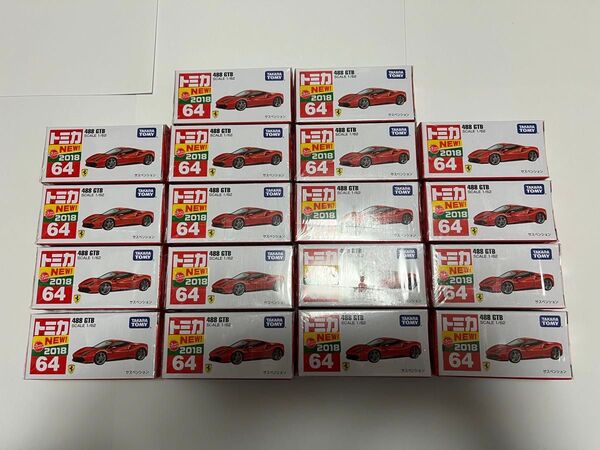 トミカ No.64 フェラーリ 488 GTB 新車シール付き 18台セット 新品未開封 絶版 廃盤