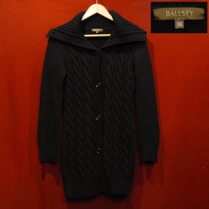 BALLSEY Ballsey Tomorrowland design . braided cable wool knitted One-piece cardigan high‐necked black 38 / M beautiful goods 