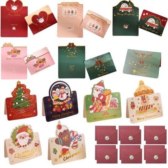 クリスマスカード セット メッセージカード xmas グリーディングカード12枚