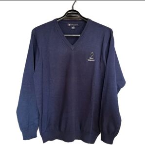 OXFORD GOLF メンズ ゴルフウェア Vネック 長袖 ニット ピュアコットン Black Diamond