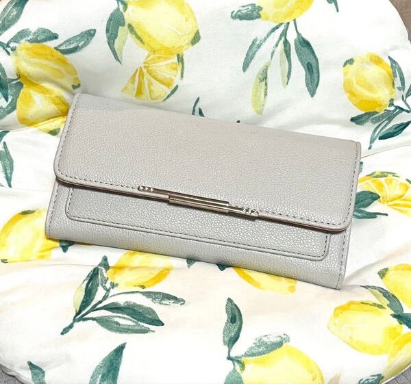 長財布 グレー×ピンク ロングウォレット カードケース カード収納 大容量 小銭入れ コインケース ラインストーン 定期入れ