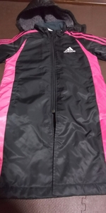 adidas reverse side boa, hood removed possibility, black, pink, Logo silver, long bench coat size 100