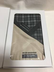 【6】即決！新品未使用◆ バーバリー Burberry ハンカチ 2枚セット 刺繍 箱入り ノバチェック プレゼント ポケットチーフ