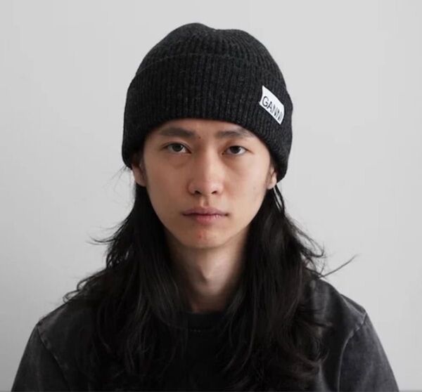 GANNI Light Structured Rib Knit Beanie ユニセックス ビーニー ニット帽