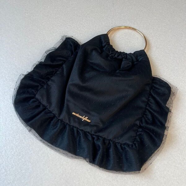 美品 Maison de FLEUR メゾンドフルール チュールフリルバッグ ゴールド金具