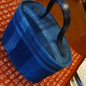 未使用 オーダーメイドバッグ 藍染風 可愛らしい バニティバッグ 裁縫箱にも