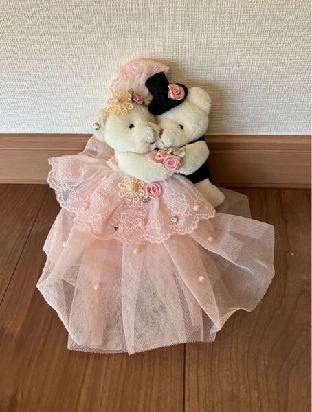 ハンドメイド くまちゃん ドレス 結婚式 ウェディング 人形 テディーベア