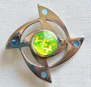 [ Bali hand made ]90's dead stock ATMOSPHERE/ marks mo sphere /UFO/ silver pendant top / fluorescence lime /ap001/ black light 