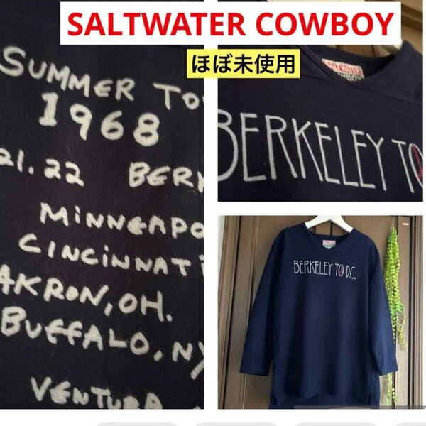美品 メンズカットソー ロングTシャツ ロンT 長袖Tシャツ Vネック S プリント