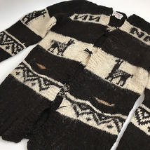 1970年代 デッドストック 希少 レア アルパカ ウール 100％ ハンドメイド ペルー カーディガン ニット ブラウン レディース ファッション_画像4