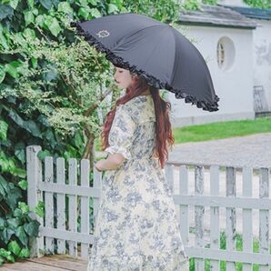 青木美沙子コラボ 晴雨兼用日傘(長傘・非折り畳み) 黒 ブラック
