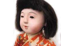 ★古い市松人形 銘「東 錦」女の子　抱き人形　43cm　_画像4