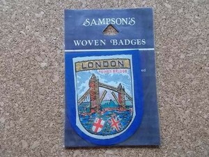 70s 台紙付・SIMPSONS BADGE『LONDON』ロンドン イギリス 観光地ビンテージ ワッペン パッチ /Voyager 旅行 観光 土産