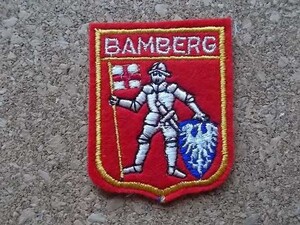 70s BAMBERG バンベルク ドイツ ビンテージ刺繍ワッペン/ユーロ旅行エンブレム中世スーベニア バイエルン騎士ナイト城