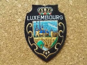 70s ルクセンブルクLUXEMBOURG ビンテージ フェルト刺繍ワッペン/ヴィアンダン城スーベニア紋章アップリケ中世 旅行エンブレム土産ベルグ城