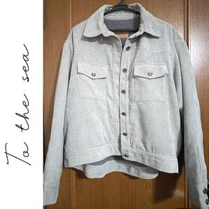 To the sea コーデュロイ 中ボア ジャケット ブルーグレー