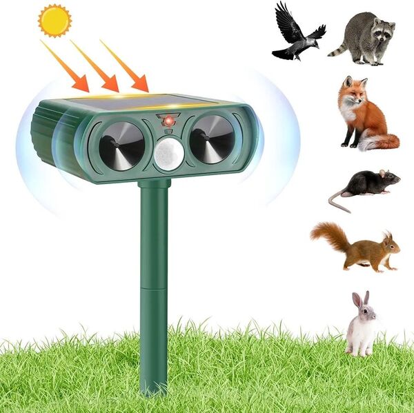 1点限定★動物撃退器 猫よけ 猫避け 超音波 害獣撃退器 ソーラー充電 猫よけ