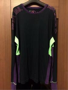 ディーゼル黒パープル紫ブラックTシャツ長袖S蛍光ライトグリーン978グリーンmサイズ綿100パーセント コットン
