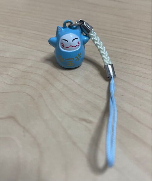 開運 招き猫 根付ストラップ 鈴付き