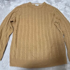 セーター ニット 長袖ニット ケーブルニット 長袖 wego キャメルニット