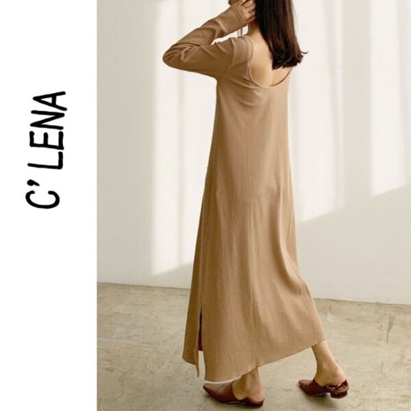 新品 C'LENA バックオープンワンピース リブワンピース