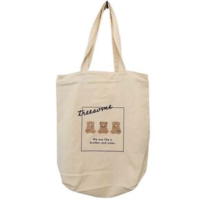 トートバッグ 熊 クマ ベージュ A4 バッグ ポケット付き