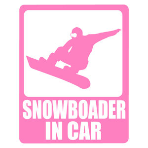 オリジナル ステッカー SNOWBOADER in CAR ピンク スノーボーダー イン カー アウトドア パロディステッカー スノーボード スノボ