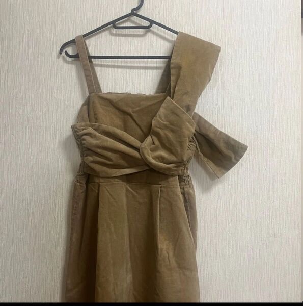 ブージュルード 胸元リボン 大人可愛いジャンパースカート