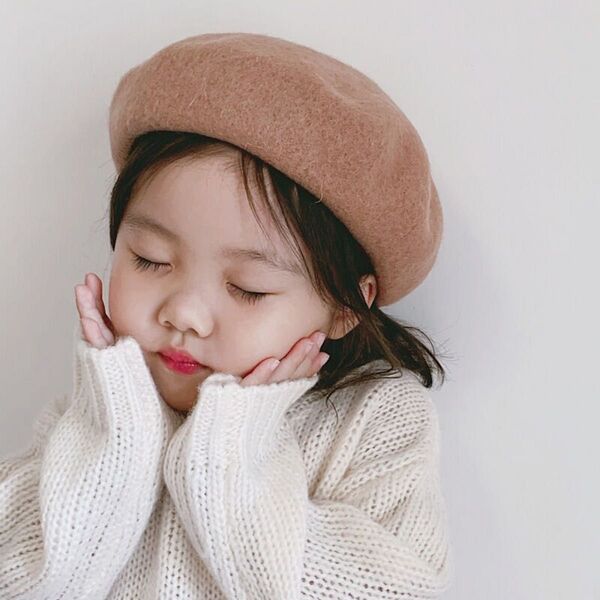 ベレー帽 女の子 ハット キッズ 秋 春 シンプル 女の子 キッズ 韓国 ウール キッズコーデ 男女 ナチュラル キャメル 子供